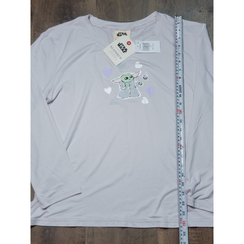 Star Wars Munki Munki Grogu Baby Yoda Pajama Top Grey Boxy‎ LS Tee Large NEW